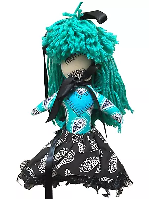 Handmade American Artist Made Rag Doll Goth 10” Scary Lydia Kramer Voodoo • $21.93