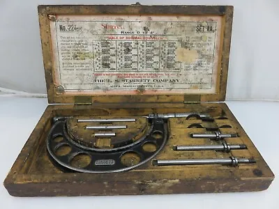 Starrett No. 224 Set AA 0-4  Outside Micrometer Caliper Set Vintage Made In USA • $149.22