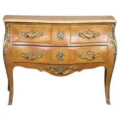 Fine Pale Walnut French Louis XV Bronze Mounted Marble Top 3 Drawer Commode • $2495