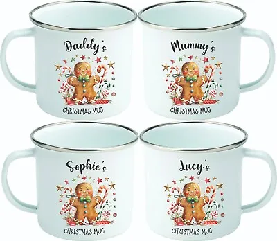 Personalised Christmas Enamel Mug - Tin Hot Chocolate Mug Matching Family Mugs • £12.45