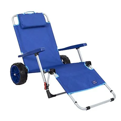 Mac Sports Beach Day Foldable Chaise Lounge Chair With Integrated Wagon Pull Car • $187.30