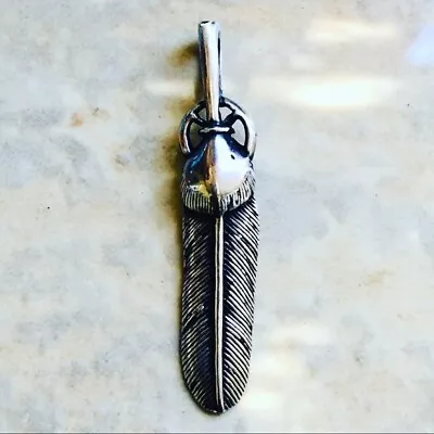 Vintage Sterling Silver Feather Pendant Unisex • $65