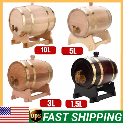 1.5L-10L Vintage Wood Oak Wine Barrel Spirits Port Liquor Beer Whiskey Rum Keg • $34.30