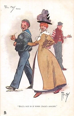 £4.60 • Buy Postcard Comic Girl Sailor Ashore Bill's Not In It    Phil May