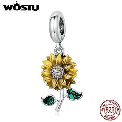 Wostu 925 Sterling Silver Sun Flower Bracelet Charm Bead DIY Gift Party Women • $9.34