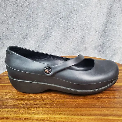 Crocs Silver Fox Womens 7 Black Mary Jane Nurse Professional Comfort Wedge Shoes • $23.99