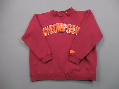 Vintage Virginia Tech Hokies Sweatshirt Men Extra Large Red Orange Football NCAA • $34.99