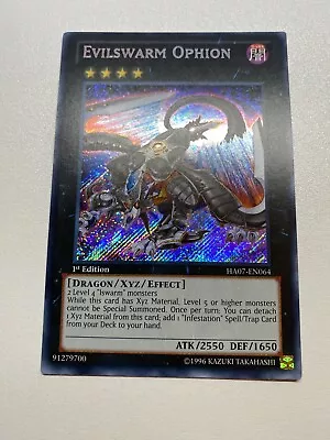 Yugioh Evilswarm Ophion 1st Edition Secret Rare HA07-EN064 LP • $6