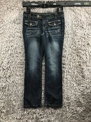 Mudd Low Rise Bootcut Jeans Size 7 Juniors Womens Medium Wash Blue • $11.40