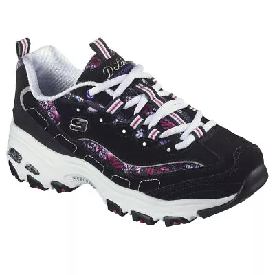 Skechers Women's D'Lites Monarch Wings Black/White Low Top Sneaker Shoes Foot... • $78.74