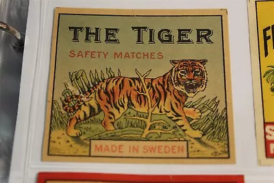 The Tiger Sweden Vintage Matchbox Label Tape Stain On Back - Medium Size • $3.99