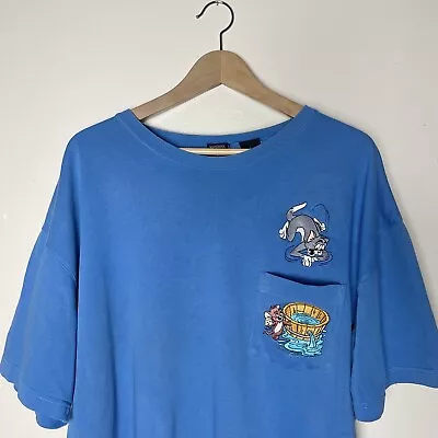 Vintage 1997 Warner Bros Tom And Jerry Blue Tee T-shirt L (oversized) • £30