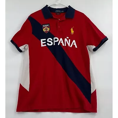 Polo Ralph Lauren Custom Fit Short Sleeve Polo Shirt Espana #16 Mens Size XL Red • $28.80