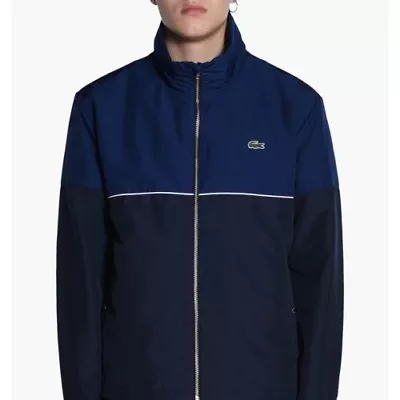 LACOSTE New Men Nylon Contrasting Accents Hooded Zippered Jacket Size L • $259.85