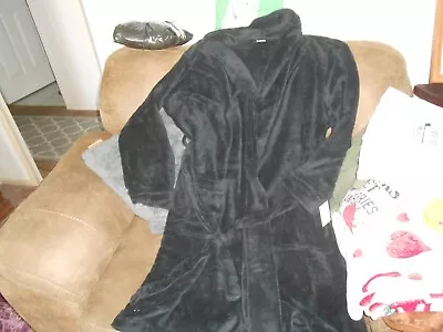 New $54.00 - SONOMA Quality Men Black Plush Robe - Big & Tall - Size:  3XL/4XL • $38.99
