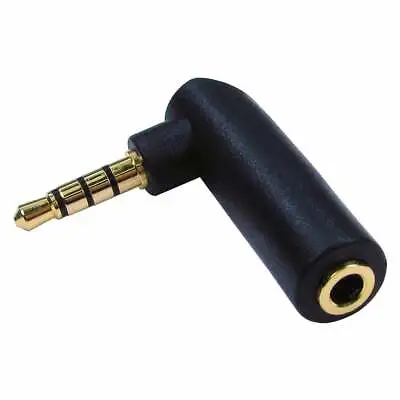 3.5mm 4 POLE STEREO Jack M Plug To F Socket Right Angle Aux Adapter 90 Degrees • £2.95