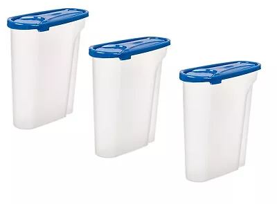 3x 5L Cereal Dispenser Plastic Container Food Kitchen Storage Box With Tight Lid • £14.99