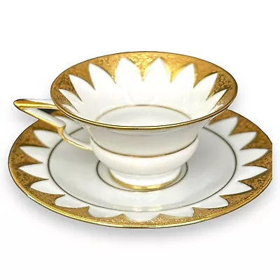 JLMENAU Porcelain Demitasse Saucer VTG German Graf Von Henneberg HEAVY GOLD 1934 • $22.47