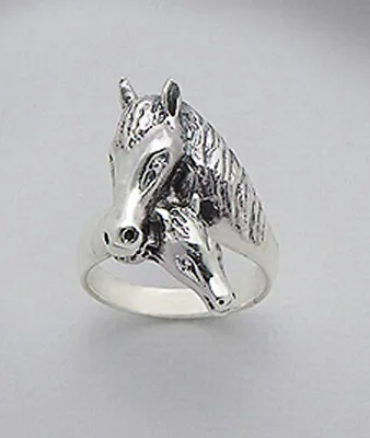 Solid Sterling Silver Horse And Mare Band Ring 25mm Wide 8g Size 7.5 EQUESTRIAN • $69.25