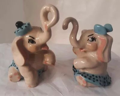 Vtg Ceramic Arts Studio Elephants Swimsuits Salt & Pepper Shakers MCM Figurines • $27.99