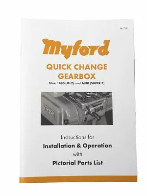 New Myford Revised Lathe Quick Change Gearbox Manual - Direct From Myford Ltd • £12.50