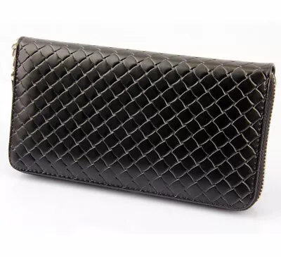 Black Mens Business Long Wallet Leather Clutch Checkbook Phone Purse Card Holder • $0.01