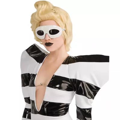 Lady Ga Ga Gaga Costume Glasses White Retro Lunettes Specs Accessory POP Star • £7.81