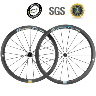 $405.90 • Buy SUPERTEAM 38mm Clincher Carbon Wheelset 25mm Width Road Bike Wheels V Brake UD