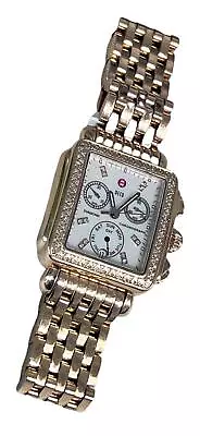 Ladies Michele Deco Day Rose Gold Diamond Bezel Chronograph Watch MWW06P000109 • $1100