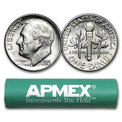 90% Silver Roosevelt Dimes 50-Coin Roll BU • $128.25