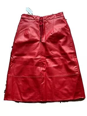 $29.99 • Buy NWT Anthropology Eri + Ali Red Leather Skirt Sz 4
