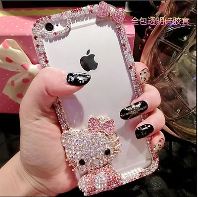 $19.99 • Buy Sparkle Diamond Bling Hello Kitty Phone Case Cover IPhone X 8 7 6 S+ XS XR XSMAX