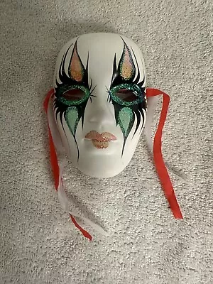 Painted Ceramic Mask Mardi Gras  4 1/2  X 2 1/4  • $9.99