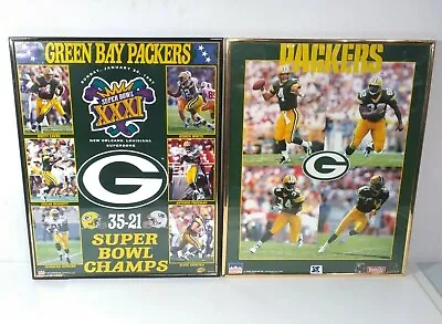 Vintage Green Bay Packers SUPER BOWL XXXI Champs 1997 & 1995 Framed Wall Poster  • $38.18