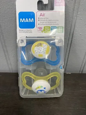 Mam Air Baby Pacifier For Sensitive Skin Sterilizer Case 2 Pack 16+ Months • $15.95