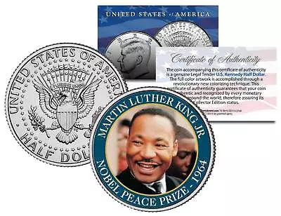 MARTIN LUTHER KING JR * 1964 NOBEL PEACE PRIZE * Colorized JFK Half Dollar Coin • $8.95