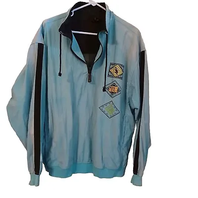 Vintage Gotcha Windbreaker Small Neon Blue Jacket 80s 90s Surf Skate Sunfade • $15