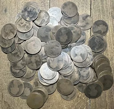 100 X Victoria Bun Head One Penny Coins All Well Circulated (rfC) • £1