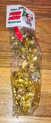 Vintage Have A Merry Mickey Christmas Disney Mickey Mouse Tree Garland Gold NEW • $19.99