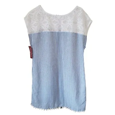 Merona Blue Striped Casual Lace Detail Dress • $13