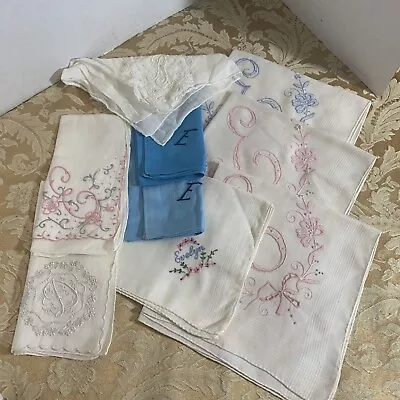 Lot Of 9 Monogrammed Fine  Handkerchiefs “E” And Evelyn And “D” • $11