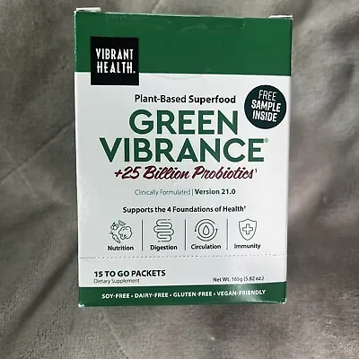 $29.88 • Buy Vibrant Health Green Vibrance 15 Single To Go Packets Box 06/2025 Version 21.0.