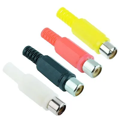 4 Pieces Red Black White Yellow RCA Phono Socket Inline Connector Hifi Audio • £3.29