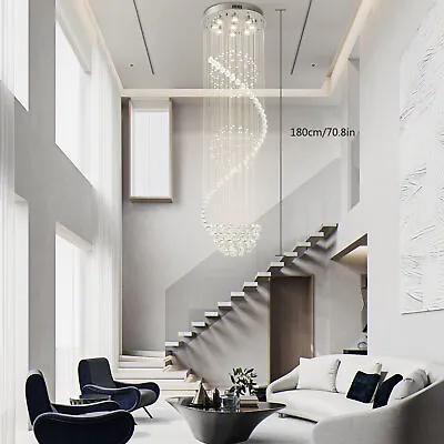 Luxury K9 Crystal Chandelier 9-Light Spiral Staircase Raindrop Pendant Lamp • $116