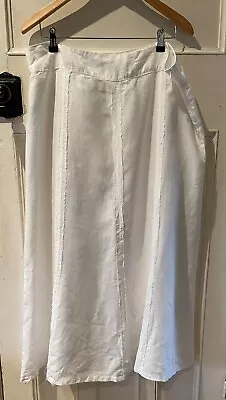 Laura Ashley White Linen Maxi Skirt Size 16 • £15