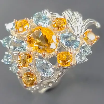 Jewelry Gem Citrine Ring 925 Sterling Silver Size 8.5 /R342156 • £18.64