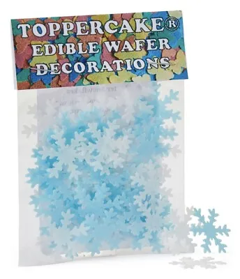 £2 • Buy Toppercake Edible Wafer Decorations 48 Blue & White Snowflakes 1g BBE 12/22