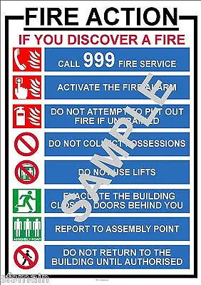 £8.99 • Buy Fire Instructions Health And  & Safety A3 Laminated Poster Workplace Shop Office