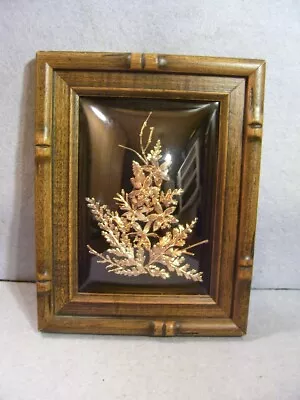 Vintage Saburo Inc. Real Hawaiian Flowers And Leaves Wood Picture Frame • $33.88