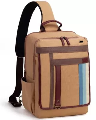 Sling Bag For Men Women - Canvas Shoulder Bag Sling Backpack Laptop Coffee • $20.23